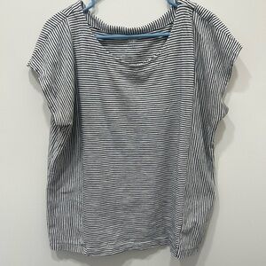 Land’s End Short Sleeve Large 14-16 Black / White Women’s Striped 100% Cotton